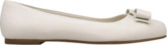 Ferragamo White Varina Ballet Flats, Size 5.5