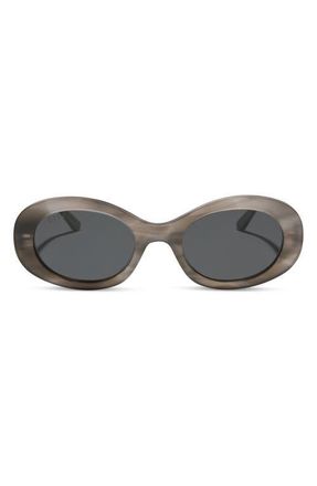 DIFF Eyewear Lainey 52mm Polarized Oval Sunglasses in Smoke Marble /Grey at Nordstrom