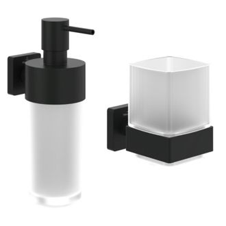 Villeroy & Boch Villeroy&boch - Portavasos + Dispensador De Jab&oacute;n Elements Striking Negro Mate