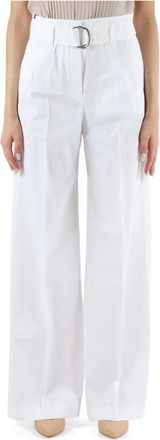 HUGO BOSS Wijde Broek - Dames - Wijde Broeken - Wit - XL - Linnen - Broeken