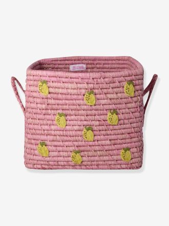 Rice Eckiger Raffiakorb 20x20x30 cm rice rosa zitrone