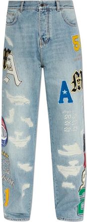 Amiri Jeans met patches - Heren - Loose Fit Jeans - Blauw - W29 - Katoen - Jeans