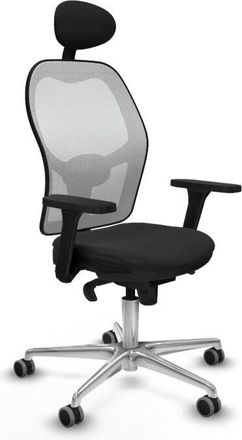 Piqueras y Crespo Piqueras Y Crespo - Jorquera Sincro Malla Blanca Similpiel Negro Brazos 3d Base Aluminio Cabecero Fijo Ruedas 65mm Engomada