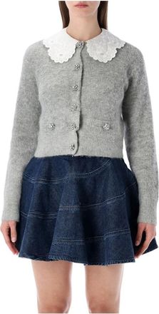 Self Portrait Cardigan Romantic Collar - Dames - Vesten - Grijs - L - Truien & Vesten