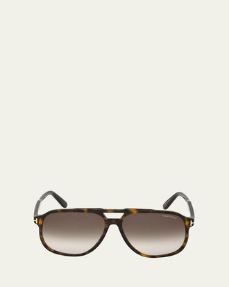 Tom Ford Mens Raoul Gradient Tortoiseshell Aviator Sunglasses