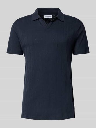 Lindbergh Lindbergh Regular Fit Poloshirt in Jaquard-Strick in Marine, Gr&ouml;&szlig;e XXXL