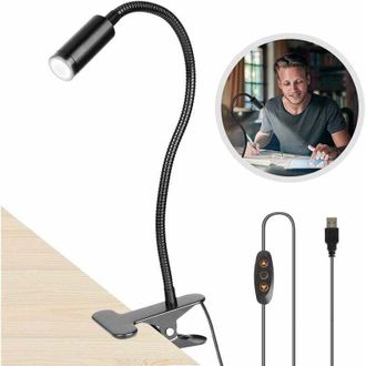 OEM Lampada Da Lettura A Led, Flessibile A 360&deg;, Ricaricabile Tramite Usb, Con Clip Da Comodino, Portatile, Con Luminosit&agrave; Regolabile Per La Lettura Nottu