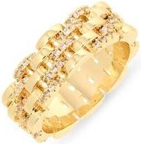 Sterling Forever Jazlyn Cubic Zirconia Watchband Chain Ring in Gold at Nordstrom Rack, Size 8