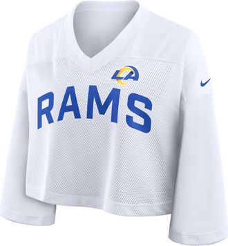 Nike Los Angeles Rams Wide Receiver Nike Womens Dri-FIT NFL Cropped Jersey in White | 03O310A95-5HX