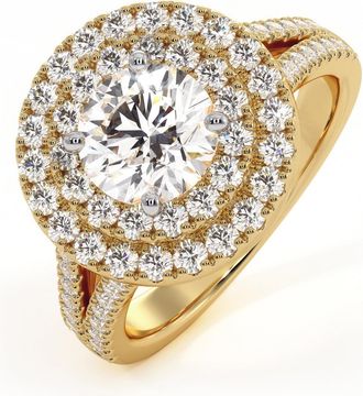 The Diamond Store Camilla GIA Diamond Halo Engagement Ring in 18K Gold 2.15ct G/VS1