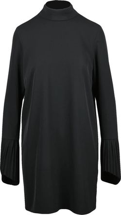 Department Five Black Pleated Cuffs Stretch Sheath Dress