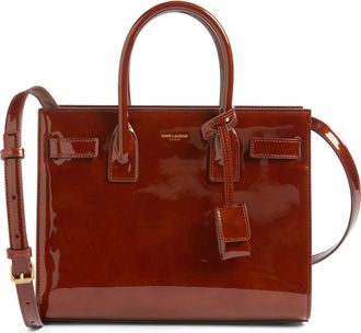 Saint Laurent Baby Sac de Jour Patent Leather Tote in Chataigne at Nordstrom