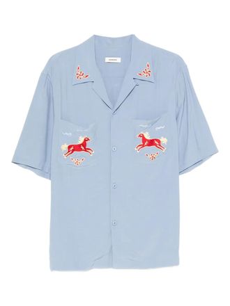 Sandro horse-embroidered shirt - men - Viscose - L - Blue