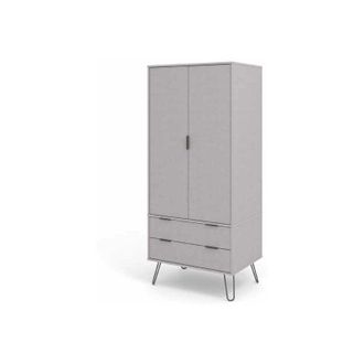 Core 10 Core Products - 2 Door, 2 Drawer Wardrobe - Textured Manufactured Board/Metal - 76.5 x 53 x 176 cm - Grey