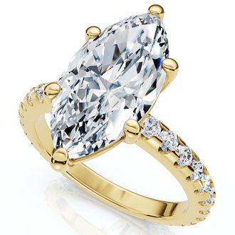 Pompeii3 Certified 3.40Ct Marquise Diamond Engagement Ring 14k Gold Lab Grown