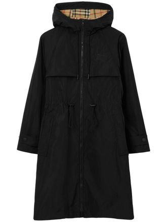 Burberry EKD embroidered hooded coat - Black