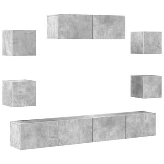 vidaXL Set De Muebles De Tv 7 Pzas Madera Contrachapada Gris Hormig&oacute;n Vidaxl