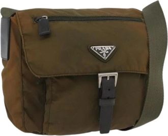 Prada Pre-owned Cross Body Bags, female, Green, Size: ONE SIZE Pre-owned Vintage Nylon Shoulder Bag