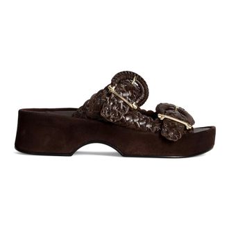 Pons Quintana Heeled Mules, female, Brown, Size: 7 US Dona Wedge Sandal