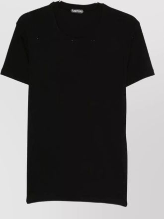 Tom Ford cotton perforated ribbed short-sleeve crew-neck t-shirt