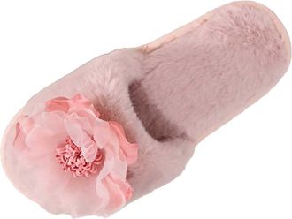 Generic Ladies Slippers Floral Comfortable Casual For Everyday Soft Indoor Outdoor Flat Slides With Cozy Warmth Plush Home One Bar Flat For Her Cozy Slippers 