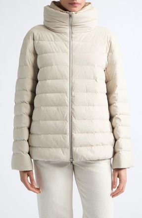 Herno Faux Suede Quilted Down Puffer Jacket in 1310 Ghiaccio at Nordstrom, Size 46