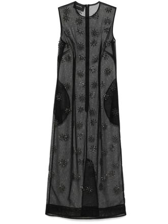 Simone Rocha crystal embellishment midi dress - women - Polyester/Crystal/glass/Metal/Polyamide - 10 - Black