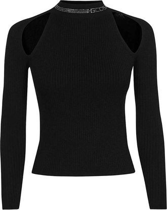 GCDS Gebreide top met uitsparingen - Dames - Coltruien - Zwart - XS - Polyester - Truien & Vesten