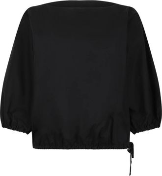 Douuod Cropped Blouse met Trekkoord - Dames - Blouses - Zwart - M - Overhemden