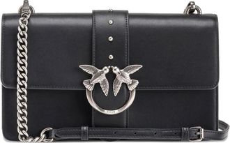 Pinko Love Birds Schoudertas met Kettingband - Dames - Schoudertassen - Zwart - ONE Size - Nylon - Tassen
