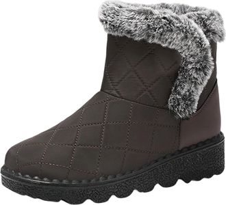 Generic Womens Winter Boots Insulated Warm Soft Sole High Top Ankle Boots For Outdoor Activities And Daily Wear Snow Booties(Brown, 4.5)