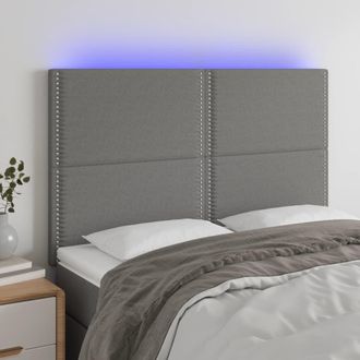 vidaXL Cabecero Con Luces Led Tela Gris Oscuro 144x5x118/128 Cm Vidaxl