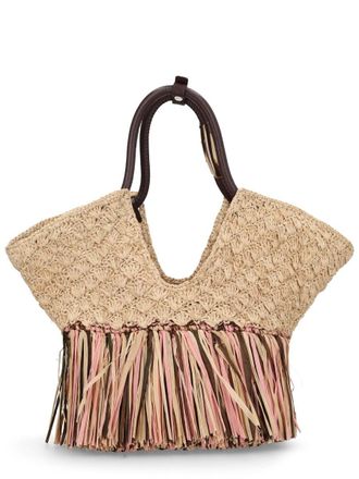 Zimmermann Goldentime Woven Raffia Fringe Bag