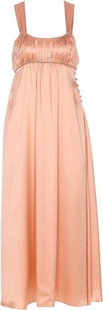 Chlo&eacute; Long Ruffled Sleeveless Silk Satin Dress