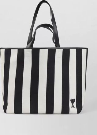 Ami de coeur striped cotton canvas tote bag