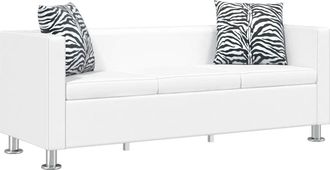 vidaXL Sof&aacute; De 3 Plazas De Cuero Artificial Blanco Vidaxl