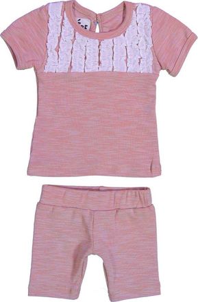 Maniere Kids Tuxedo Ruffle Top & Shorts Set in Mauve at Nordstrom, Size 12M