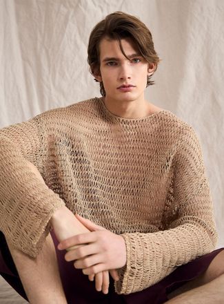 Le 31 Mens Openwork crochet sweater Le 31 Studio capsule