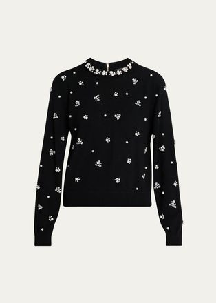 Alice & Olivia Carolee Embellished Crewneck Sweater