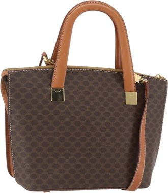 Celine Vintage Macadam Handbag Canvas And Leather Brown Canvas Handbag (Pre-Owned)