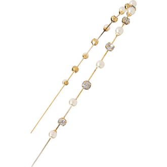 Jennifer Behr Ines Imitation Pearl and Crystal Headband in Antique Gold at Nordstrom