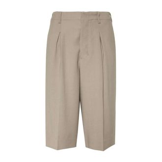 Ami Taupe Brown Tailored Knielengte Shorts - Dames - Korte Broeken - Grijs - XS - Katoen - Korte Broeken