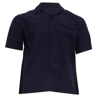 Ami Button-Down Shirt in Navy Blue Viscose
