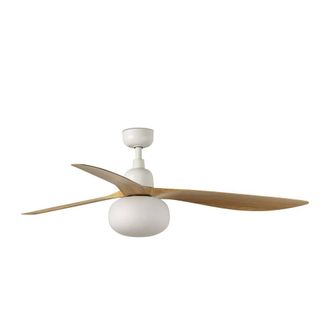 Netlighting Outwood 150cm Smart Ceiling Fan White Light Oak Blades E27 Light IP44