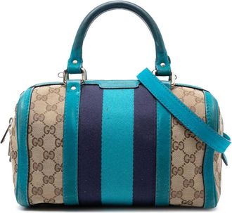 Gucci Pre-owned Handbags, female, Brown, Size: ONE SIZE Pre-owned Striped Barrel Handbag