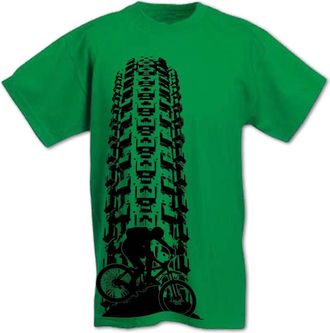 Bang Tidy Clothing Mens Downhill MTB Tyre Track Mountain Bike T Shirt Green S
