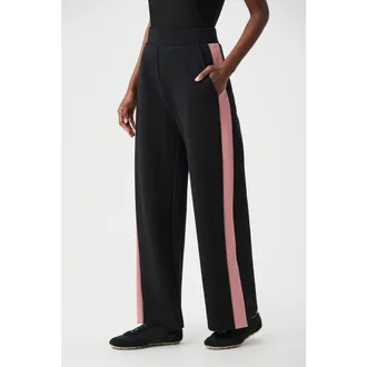 Joseph Ribkoff Scuba Jersey Color Block Wide Leg Pants in Black/vintage Rose at Nordstrom, Size X-Large