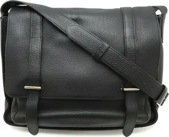 Herm&egrave;s Black Taurillon Clemence Leather Shoulder Bag (Pre-Owned)