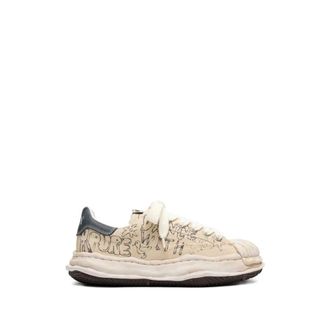 Miharayasuhiro Sneakers, male, White, Size: 10 US Blakey Original Sole Graffiti Printed Canvas Low Top Sneakers