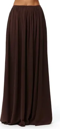 Naked Wardrobe Gathered Side Slit Maxi Skirt in Dark Chocolate at Nordstrom, Size X-Small